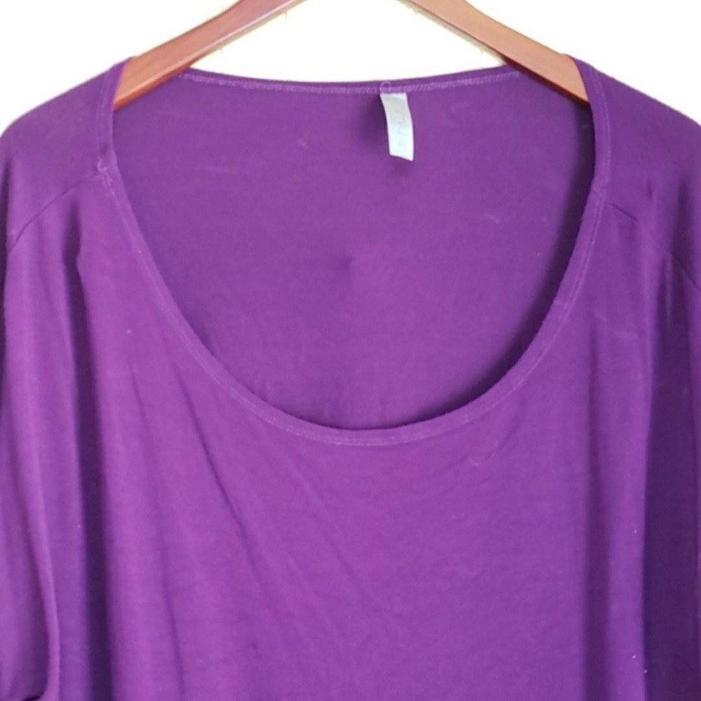 SIMLU Shirt Womens Plus 2X Purple Scoop Neck 3/4 Dolman Sleeve Tunic Top